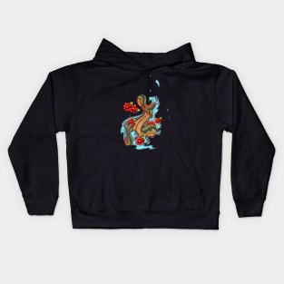 Colorful angry snake with flowers Kids Hoodie